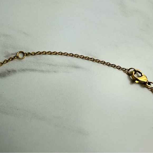 Gold Plated Stainless Steel No Tarnish M Initial Necklace - Picture 9 of 9